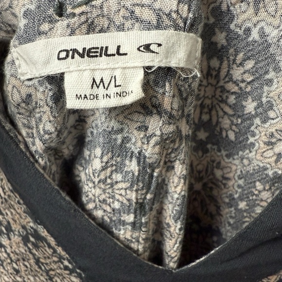 O’Neill Womens M/L Kaftan Tunic Swim Cover Up V-Neck Black Dress Boho Hippie Gyp - Picture 2 of 10